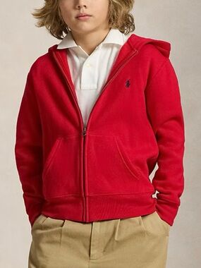 Polo Ralph Lauren Red Full Zip Hoodie Youth XL 18 20 100% Cotton Classic Preppy